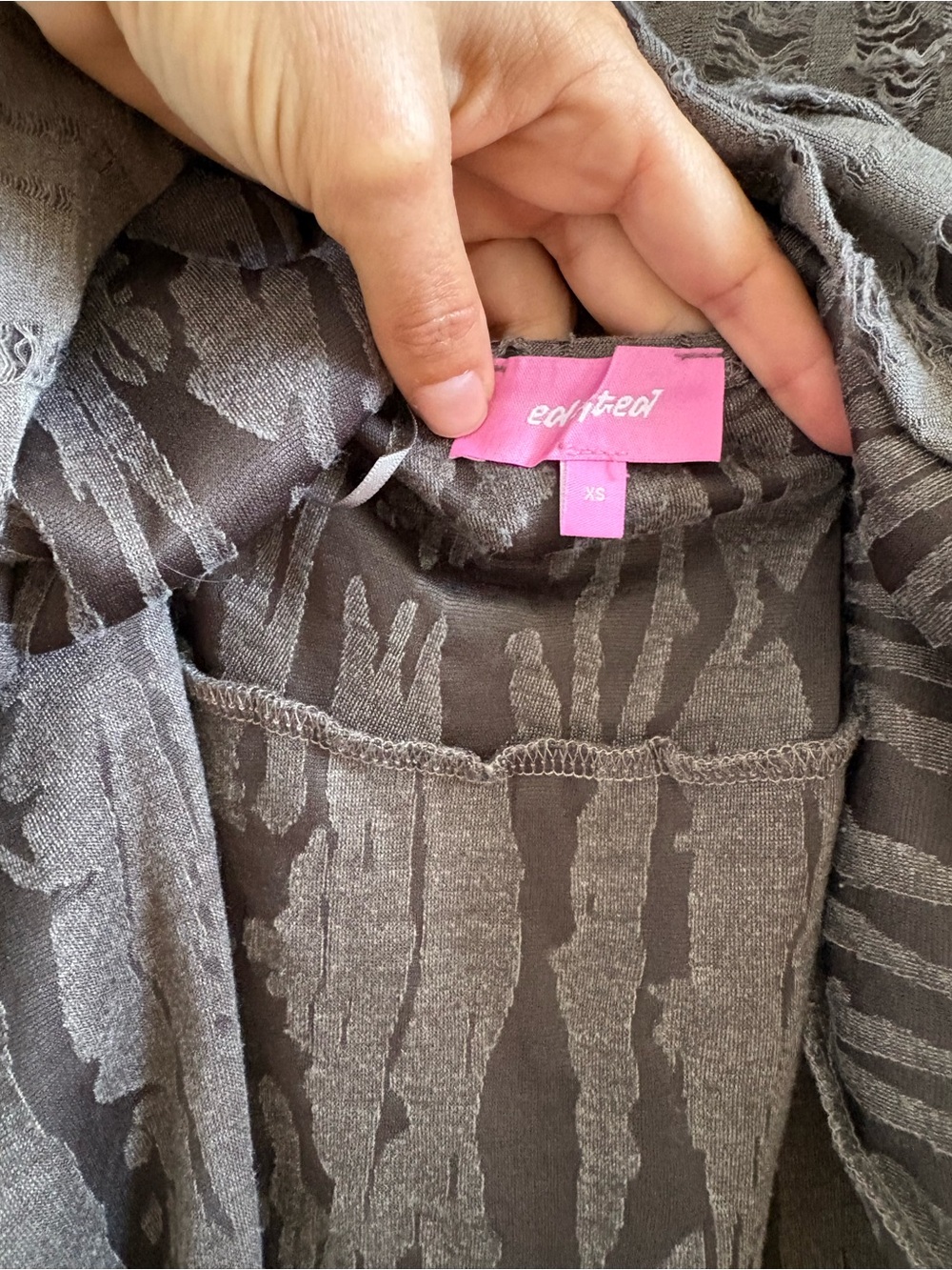 Edikted Backless Gray Ruffled Mini Dress - Picture 4 of 6
